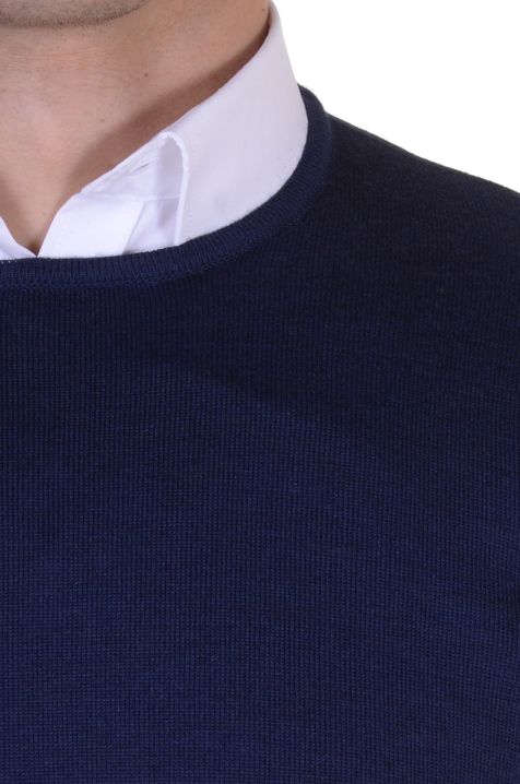 Men's Knitwear Ragman crew-neck Classic Plain 100% merinos wool Extra Fine