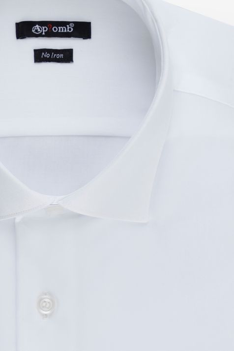 Chemise Homme Aplomb Slim Sans Repassage Uni 100% coton col Italien Manche longue