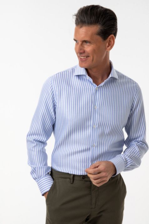 Camisa Hombre Ingram Slim Rayas 100% algodón cuello Francés Manga larga
