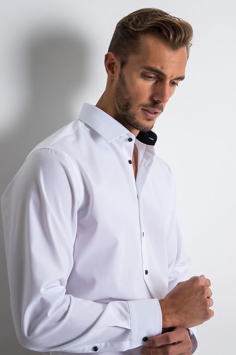 Hemd Herren Seidensticker Regular Bügelfreie Einfarbig 100% Baumwolle kragen Italienisch Lange Ärmel