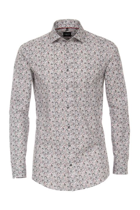 Hemd Herren Venti Slim Muster 97% Baumwolle 3% elastan kragen Französisch Lange Ärmel
