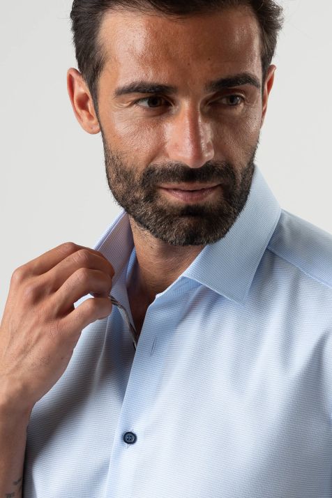 Hemd Herren Olymp Regular Einfarbig 97% Baumwolle 3% elastan kragen Italienisch Kurze Ärmel
