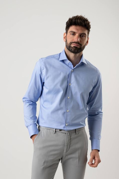 Men's Shirt Caliban Regular Plain 100% cotton collar French Long sleeve