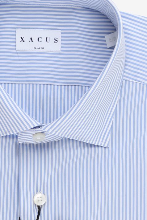 Men's Shirt Xacus Slim Plain 72% cotton 3% elastan 25% pa collar French Long sleeve