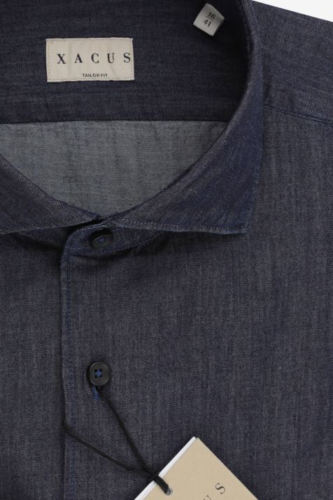 Camisa Hombre Xacus Regular Lisa 100% algodón cuello Francés Manga larga
