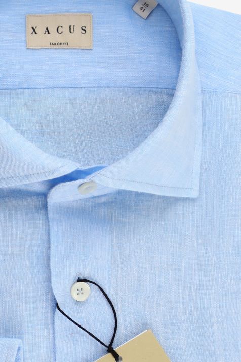 Men's Shirt Xacus Regular Plain 100% linen collar French Long sleeve