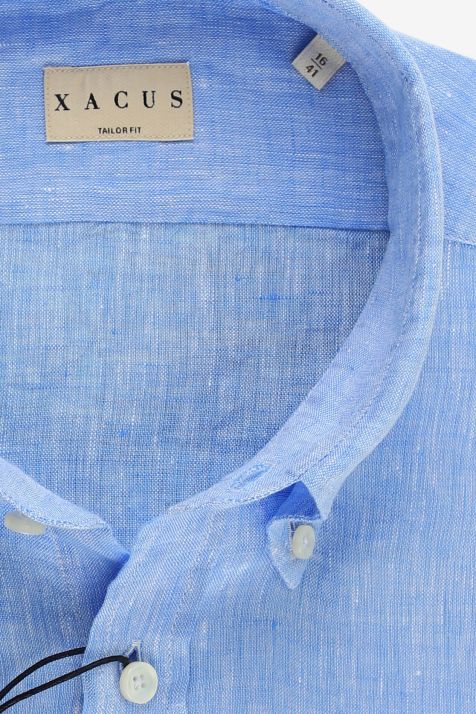 Camisa Hombre Xacus Regular Lisa 100% lino cuello Abotonado Manga larga