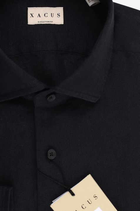 Camisa Hombre Xacus Classic Lisa 100% lino cuello Francés Manga larga