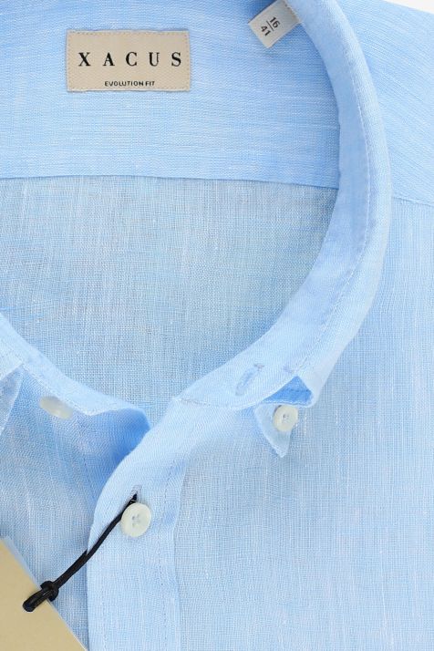 Camisa Hombre Xacus Classic Lisa 100% lino cuello Abotonado Manga larga