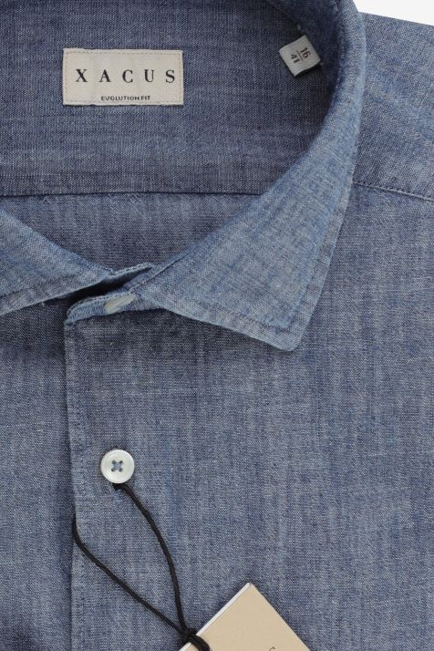 Camisa Hombre Xacus Classic Lisa 100% algodón cuello Francés Manga larga