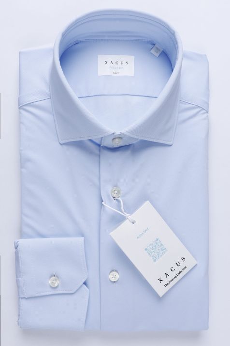 Men's Shirt Xacus Slim Plain 85% poliammide 15% elastam collar French Long sleeve