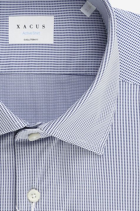 Hemd Herren Xacus Classic Halb Unifarben 83 % Polyamid, 17 % Elastan kragen Französisch Lange Ärmel