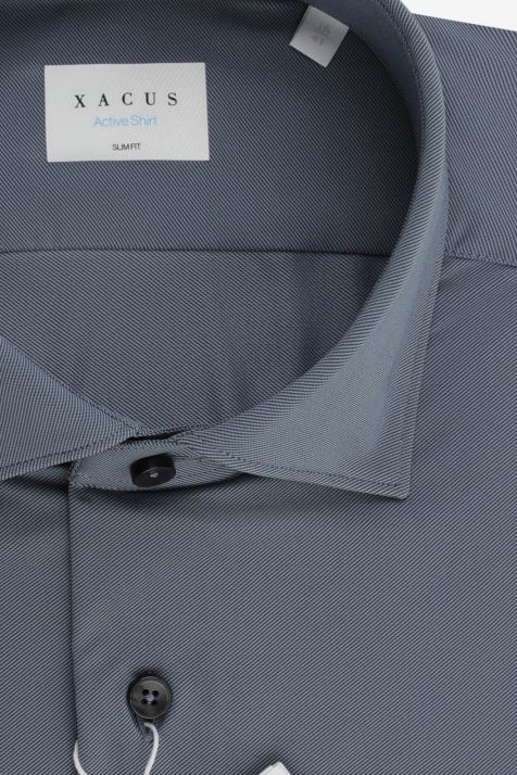 Hemd Herren Xacus Slim Einfarbig 87 % Polyamid, 13 % Elastan kragen Französisch Lange Ärmel