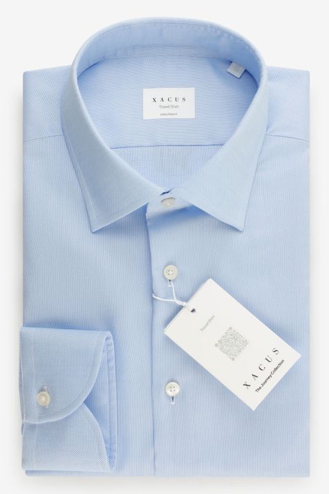 Men's Shirt Xacus Classic Not Iron Plain 100% cotton collar Italian Long sleeve