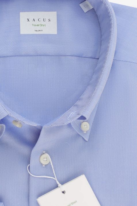 Hemd Herren Xacus Regular Bügelfreie Einfarbig 100% Baumwolle kragen Button-Down Lange Ärmel