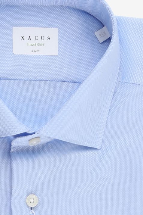 Men's Shirt Xacus Slim Not Iron Plain 100% cotton collar French Long sleeve