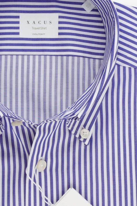 Hemd Herren Xacus Classic Bügelfreie Streifen 100% Baumwolle kragen Button-Down Lange Ärmel