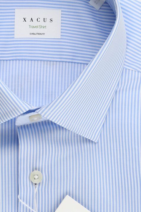 Camisa Hombre Xacus Classic No Plancha Rayas 100% algodón cuello Francés Manga larga