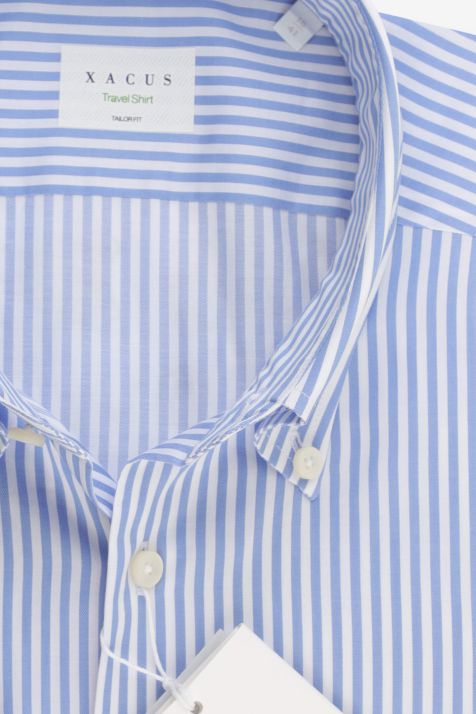 Hemd Herren Xacus Regular Bügelfreie Streifen 100% Baumwolle kragen Button-Down Lange Ärmel