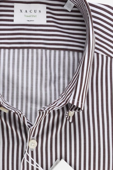 Men's Shirt Xacus Regular Not Iron Stripe 100% cotton collar Button down Long sleeve