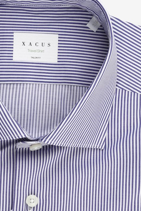 Chemise Homme Xacus Regular Sans Repassage Rayures 100% coton col Italien Manche longue