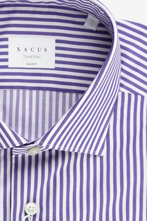 Camisa Hombre Xacus Regular No Plancha Rayas 100% algodón cuello Francés Manga larga