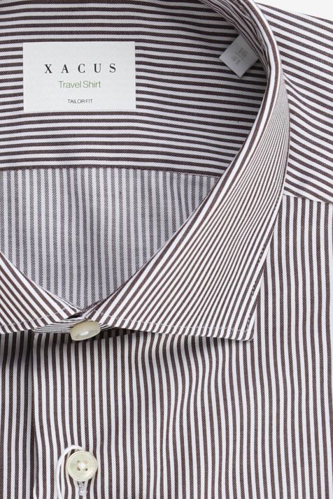 Men's Shirt Xacus Regular Not Iron Stripe 100% cotton collar French Long sleeve