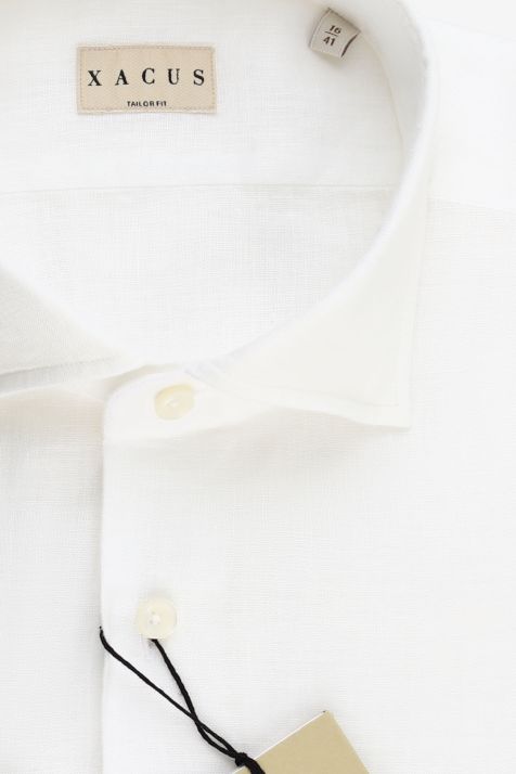 Camisa Hombre Xacus Regular Lisa 100% lino cuello Francés Manga larga