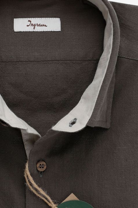 Men's Shirt Ingram Slim Plain 100% cotton collar Italian Long sleeve