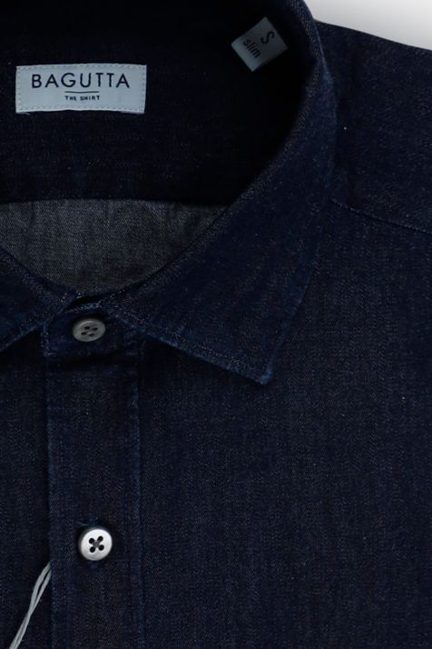 Hemd Herren Bagutta Slim Einfarbig 100% Baumwolle kragen Italienisch Lange Ärmel