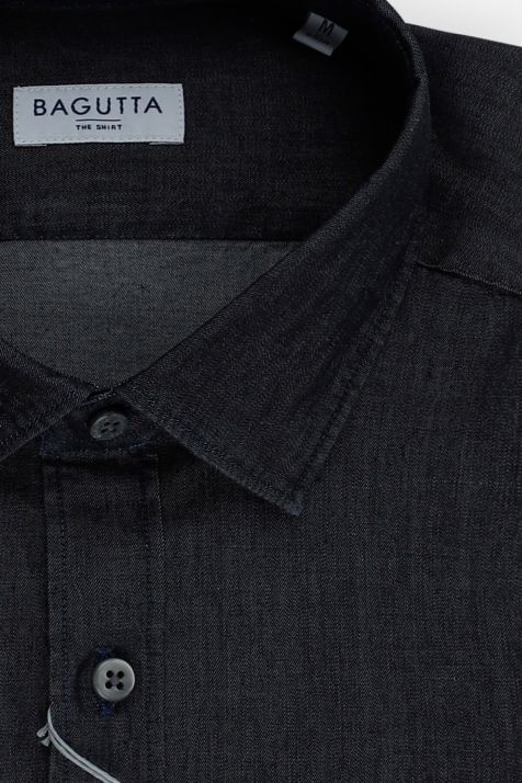 Men's Shirt Bagutta Slim Plain 100% cotton collar Italian Long sleeve
