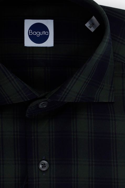 Hemd Herren Bagutta Slim Karo 100% Baumwolle kragen Französisch Lange Ärmel