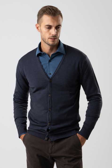 Strickwaren Herren Privati Firenze Cardigan Slim Einfarbig 100% Merinowolle