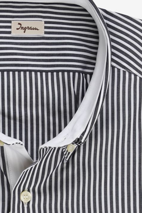 Men's Shirt Ingram Slim Stripe 100% cotton collar Button down Long sleeve