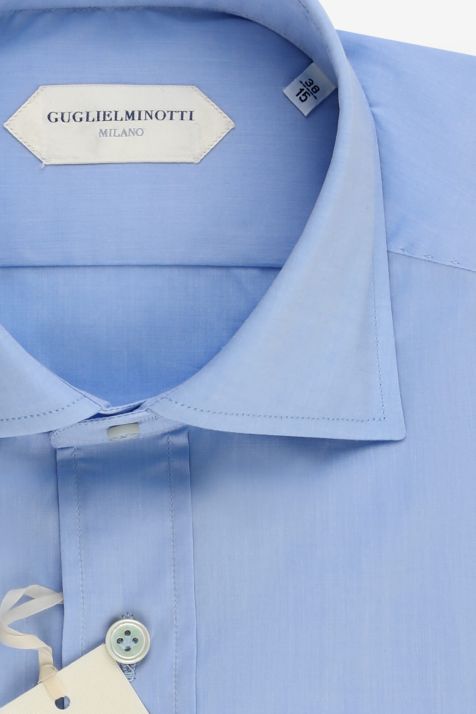 Camisa Hombre Guglielminotti Slim Lisa 97% algodón 3% elastan cuello Francés Manga larga