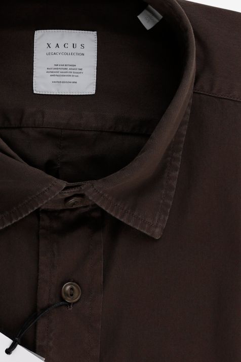 Men's Shirt Xacus Regular Plain 100% cotton collar Italian Long sleeve