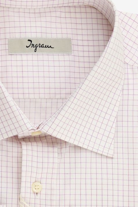 Camisa Hombre Ingram Classic Cuadros 100% algodón cuello Italiano Manga larga