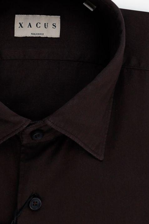 Camisa Hombre Xacus Regular Lisa 100% algodón cuello Italiano Manga larga