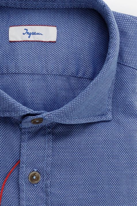 Chemise Homme Ingram Slim Partiellement  100% coton col Italien Manche longue