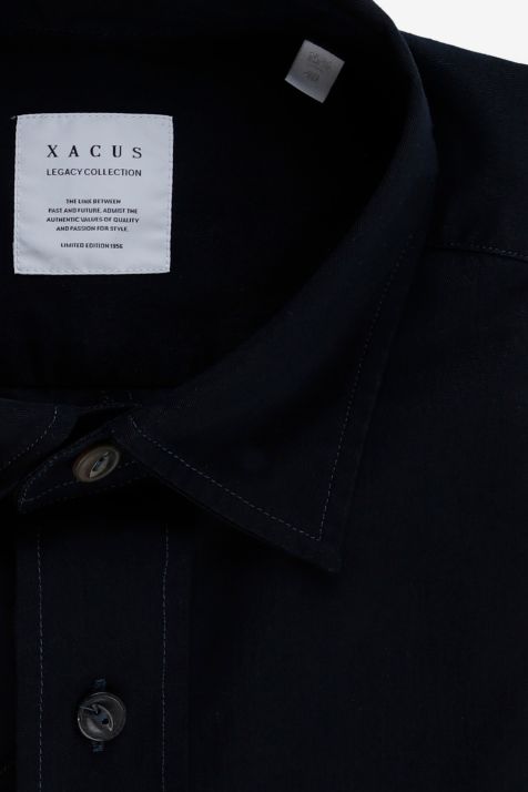 Hemd Herren Xacus Regular Einfarbig 100% Baumwolle kragen Italienisch Lange Ärmel