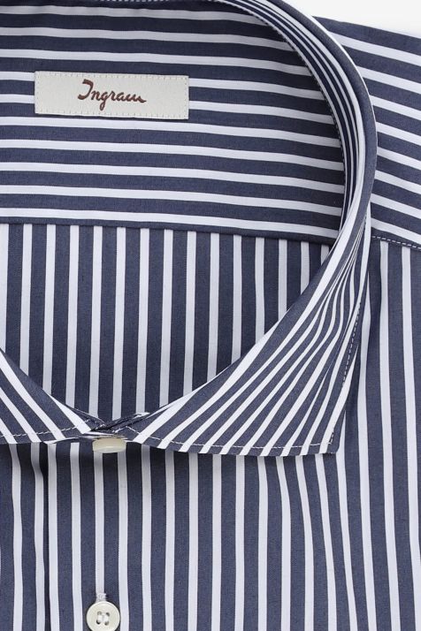 Camisa Hombre Ingram Slim Rayas 72% algodón 3% elastan 25% pa cuello Francés Manga larga