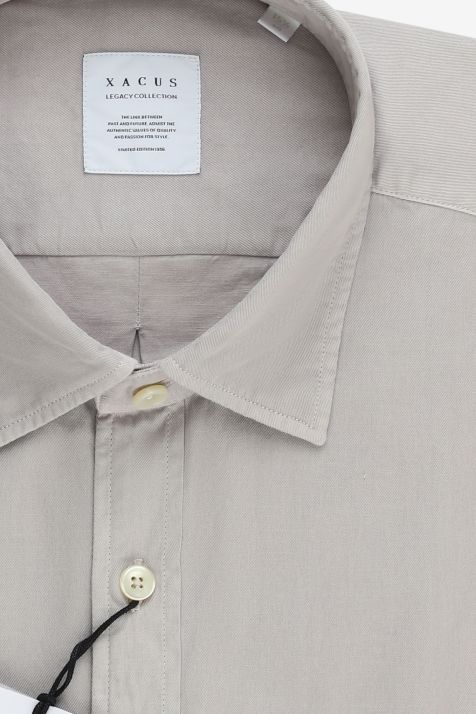 Men's Shirt Xacus Regular Plain 100% cotton collar Italian Long sleeve