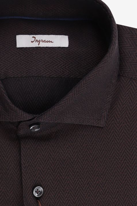 Camisa Hombre Ingram Slim Diseño  100% algodón cuello Francés Manga larga
