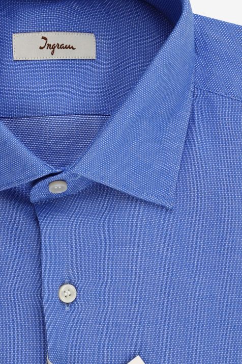 Men's Shirt Ingram Slim Semi-plain 100% cotton collar French Long sleeve