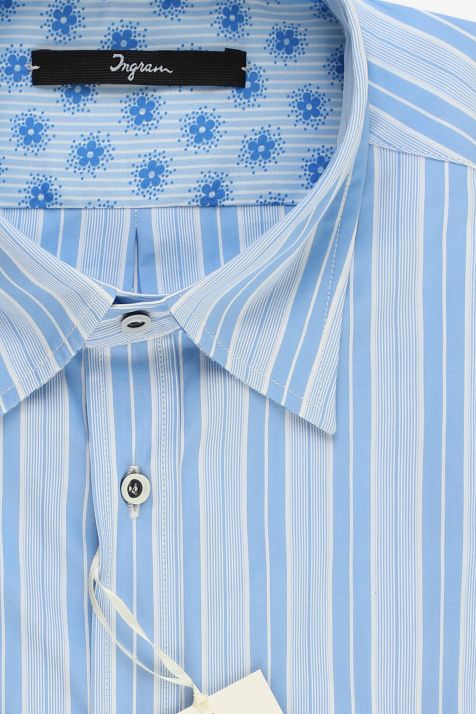 Men's Shirt Ingram Slim Stripe 100% cotton collar Italian Long sleeve