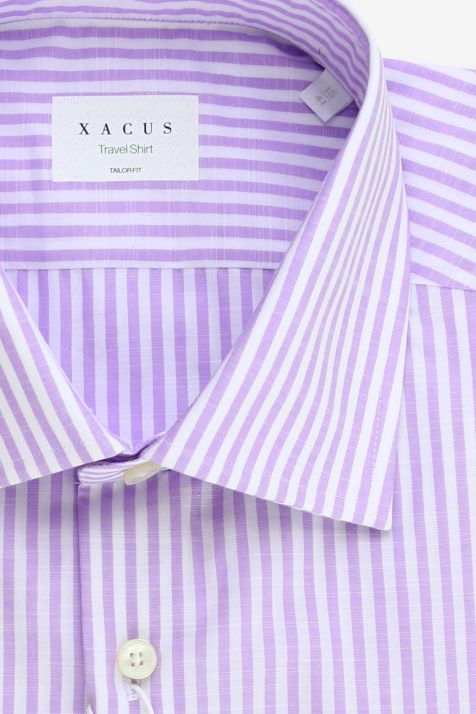 Camisa Hombre Xacus Regular No Plancha Rayas 100% algodón cuello Francés Manga larga