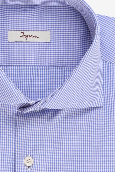 Men's Shirt Ingram Slim Check 100% cotton collar French Long sleeve