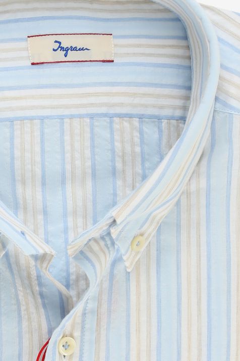 Men's Shirt Ingram Slim Stripe 100% cotton collar Button down Long sleeve