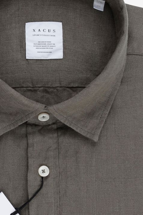Chemise Homme Xacus Regular Uni 100% lin col Italien Manche longue