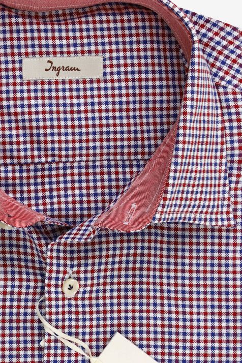 Men's Shirt Ingram Classic Check 100% cotton collar French Long sleeve